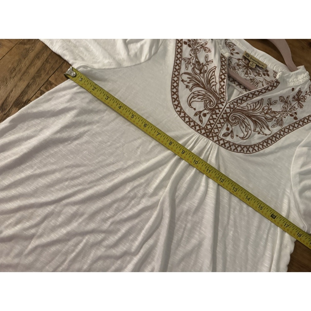 Democracy Boho Ivory Floral Embroidered Peasant Top Sz S Long Sleeve - Picture 6 of 9